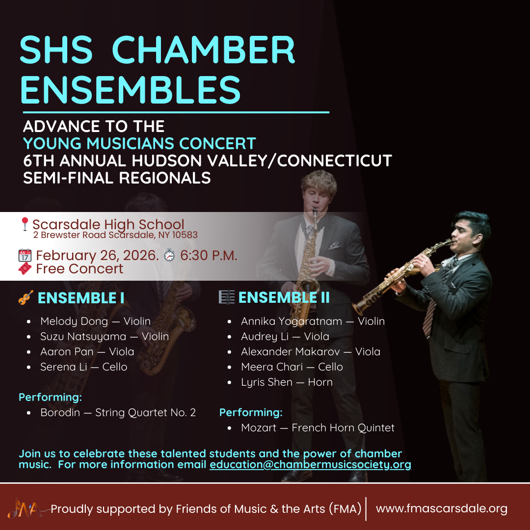 Congratulations to Two SHS Chamber Ensembles semifinalists at Young Musicians Concerts — 6th Annual Hudson Valley/Connecticut Regionals
