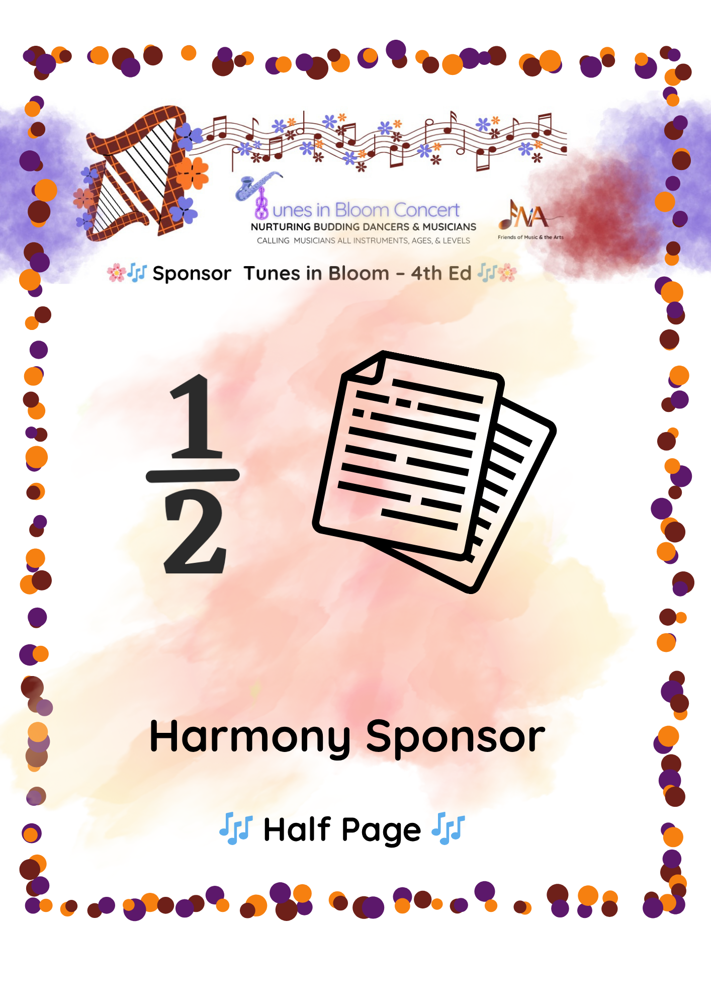 🌟   Tunes in Bloom Concert  🌟 Half Page Program — Harmony Sponsor