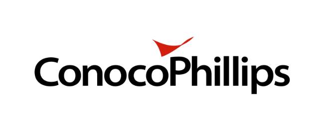 ConocoPhillips logo, featuring black text with a red accent.