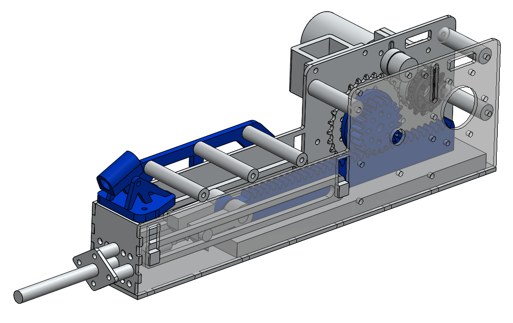 Final SolidWorks assembly of the pool cue