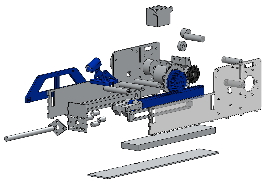 Exploded view of final pool cue assembly