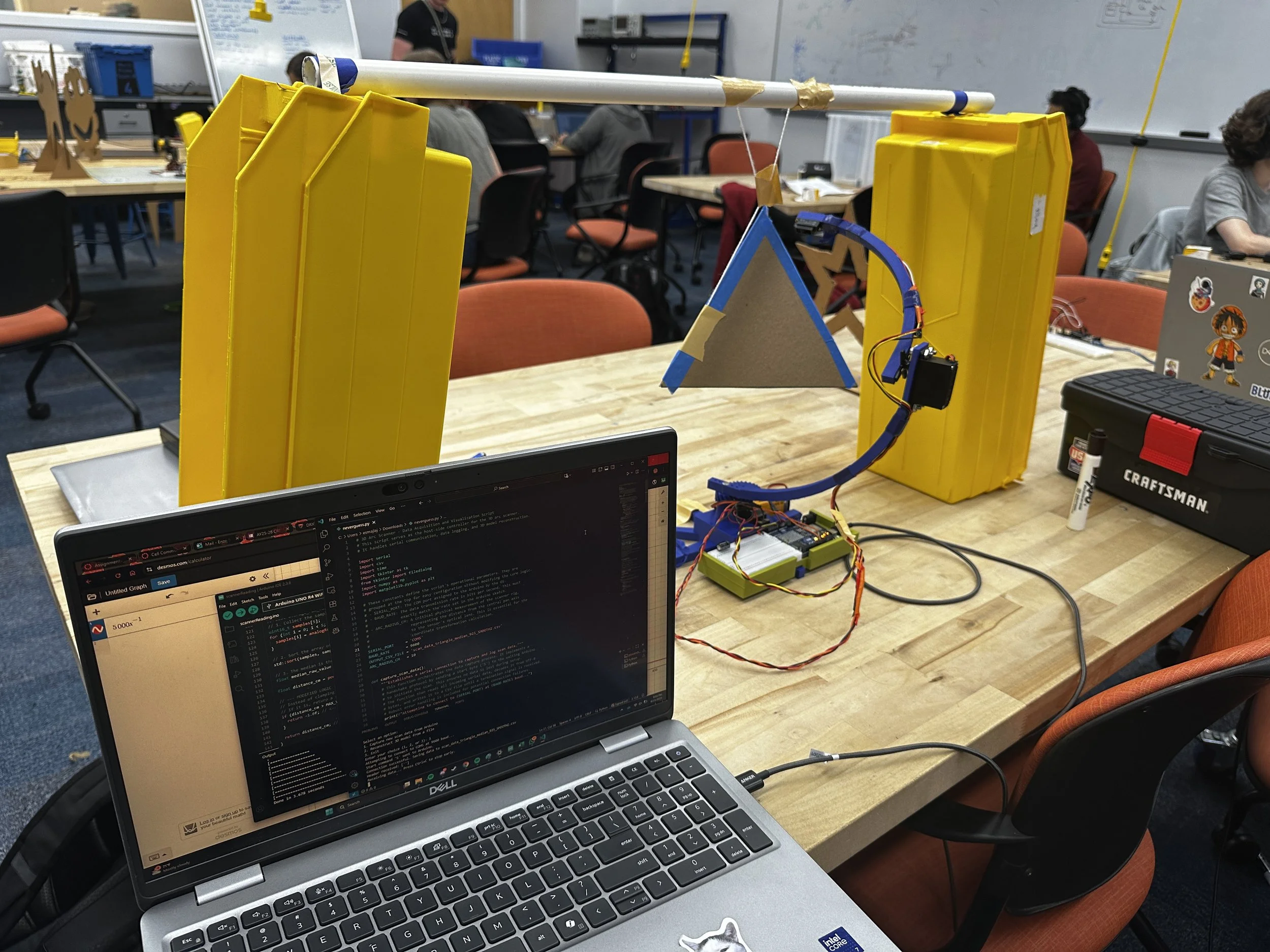 Scanning setup with scanned object