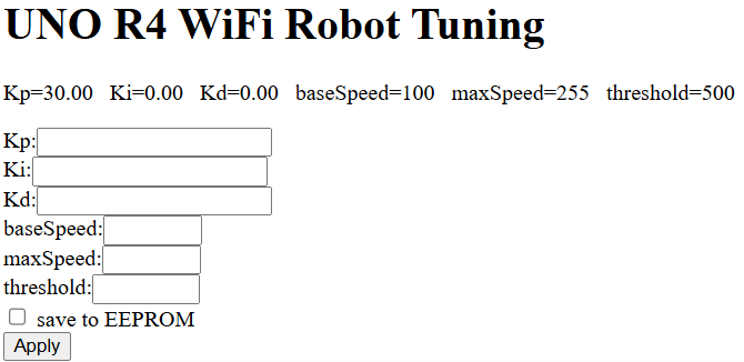 Web server live PID tuning interface