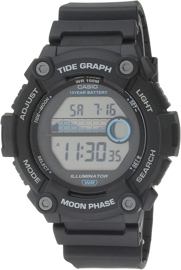 Casio WS1300H Series | Digital Watch | 100 Meter Water Resistance | LED Backlight | 1/100 SEC Stopwatch | Tide Graph | Coundtown Timer | LED Light | Multi Function Alarms | 10 Year Battery