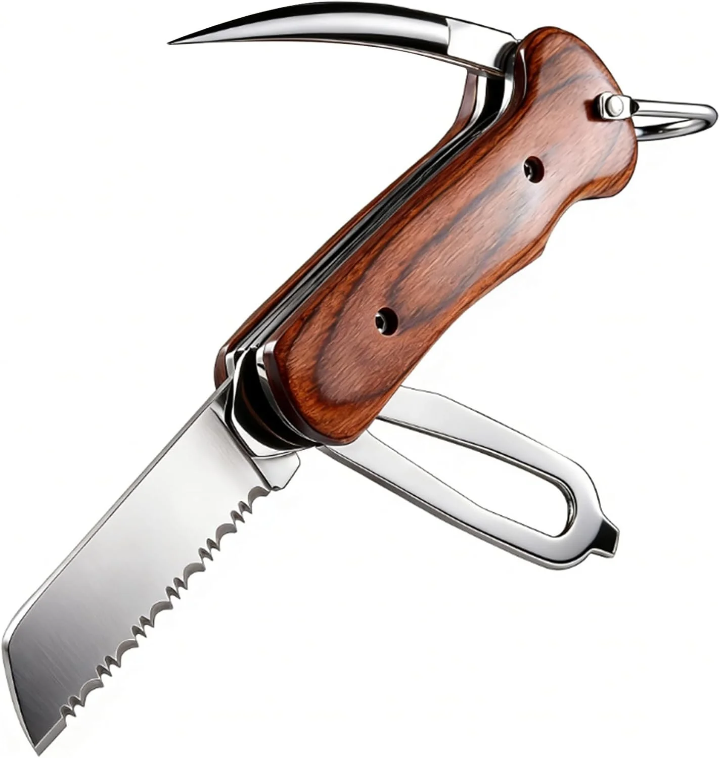 Marlin Spike Rigging Knife – Multi-tool Sailing Knife with Serrated Stainless Steel and Wood Handle, Suitable for Camping, Boating, Fishing or Sailing Gear, Sailors Knife and Knotters Tools