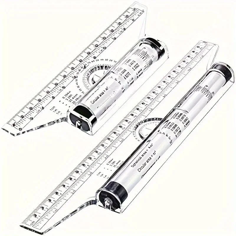 1pc Plastic Ruler Drawing Roller Ruler Parallel Multi-Functional Drawing Design Used for Measurement Drafting Schools Offices (2pcs-15cm+30cm)