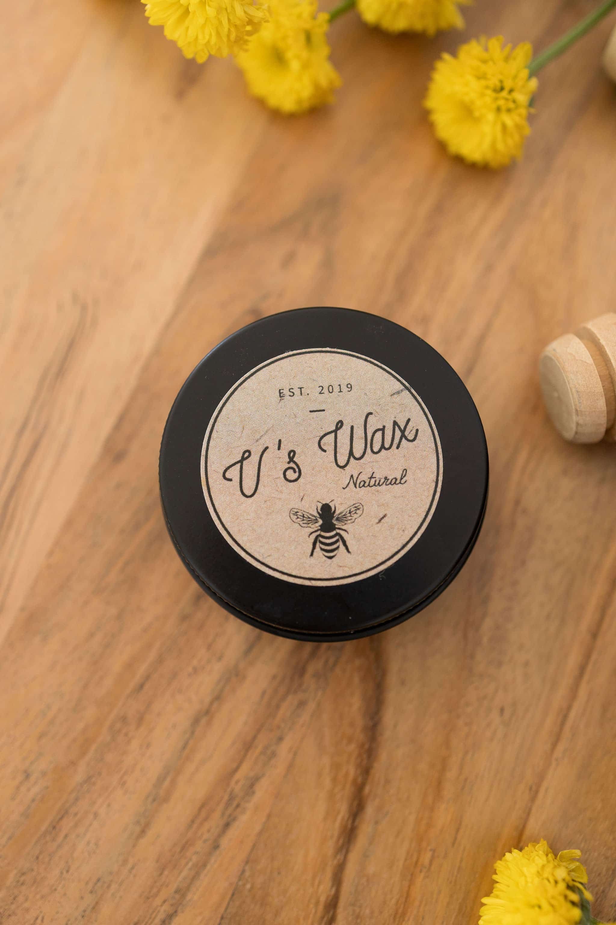 Close-up of the Natural Deodorant container with organic ingredients