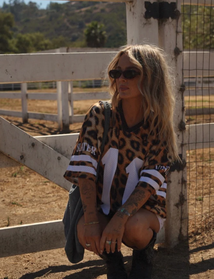 LUCKY GIRL LEOPARD MESH JERSEY