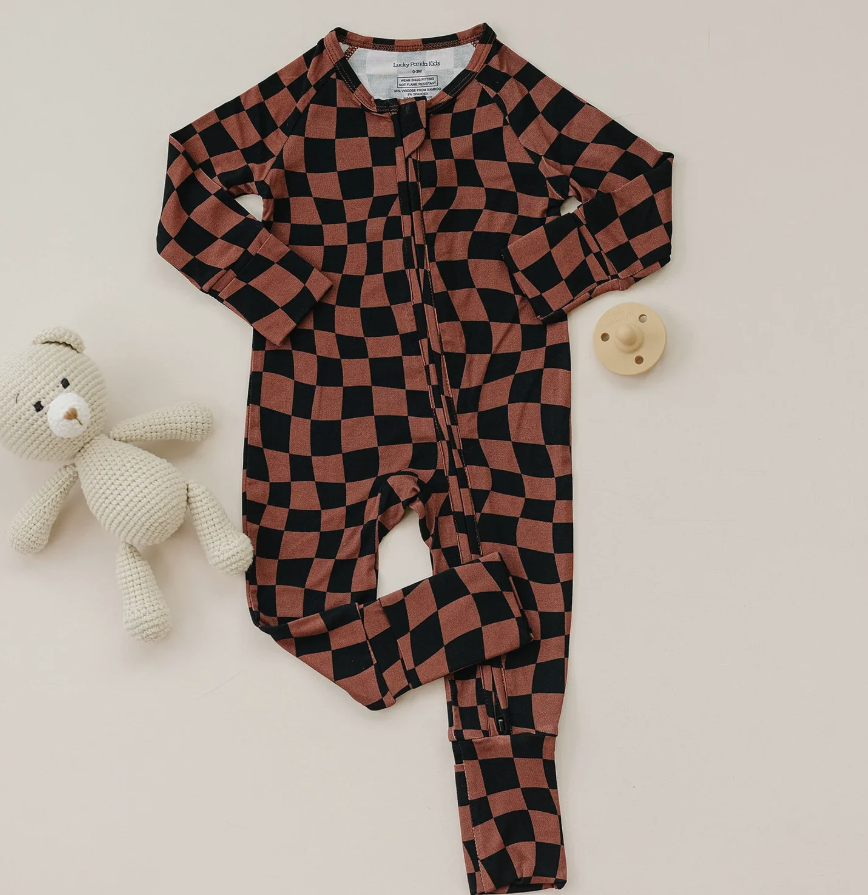 CHECKERED CHAOS BAMBO ONESIE