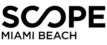 Logo for SCOPE Miami Beach with bold black text on a white background