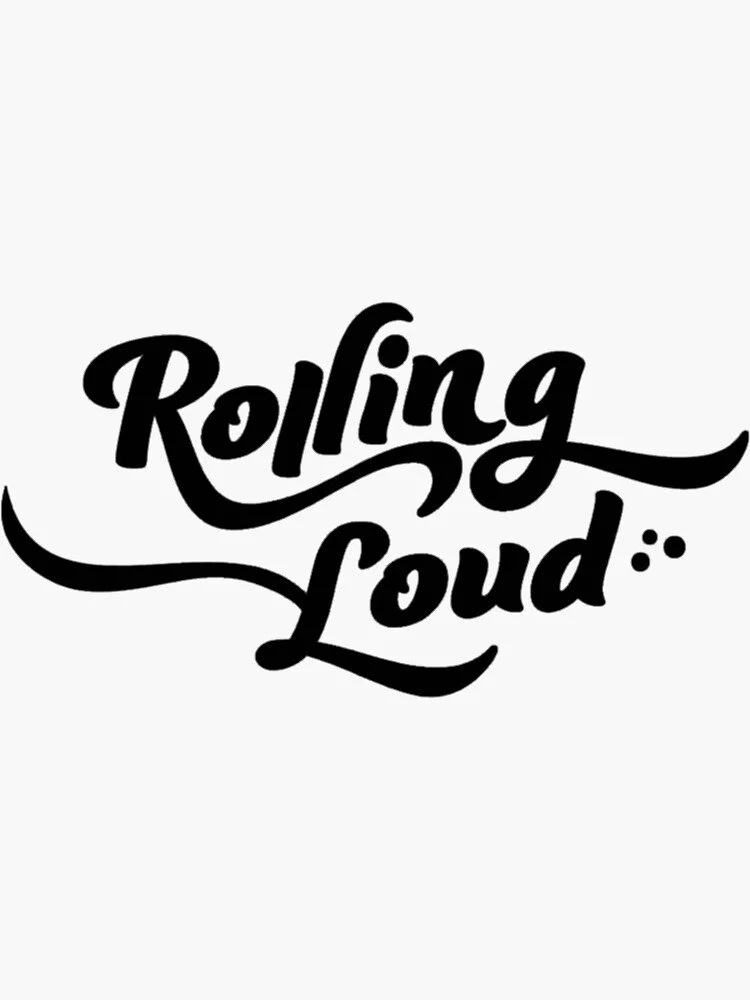 Black handwritten-style text that reads "Rolling Loud" on a white background.