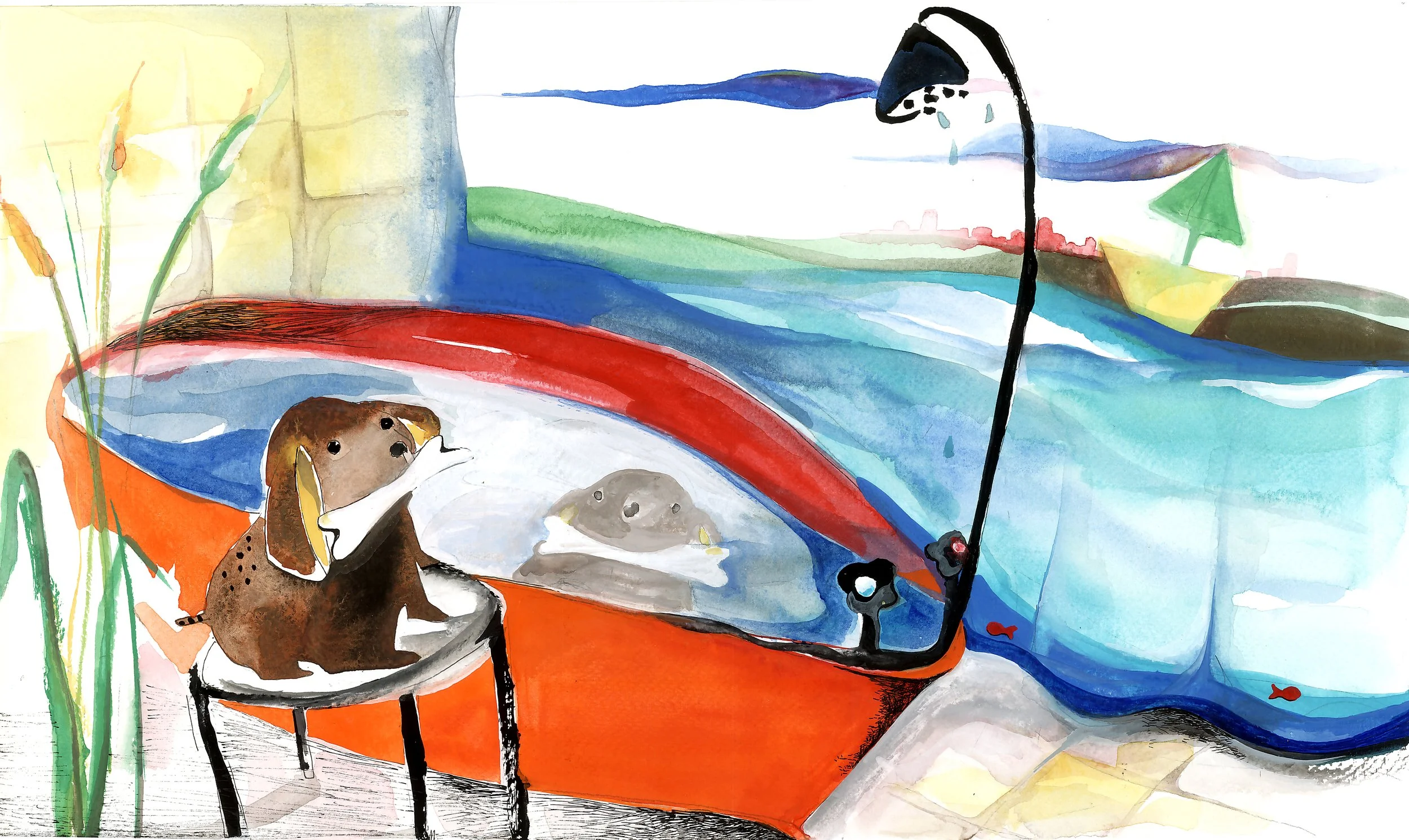 Collection of hand-drawn and painted illustrations, created using acrylic, Ecoline, and gouache paints