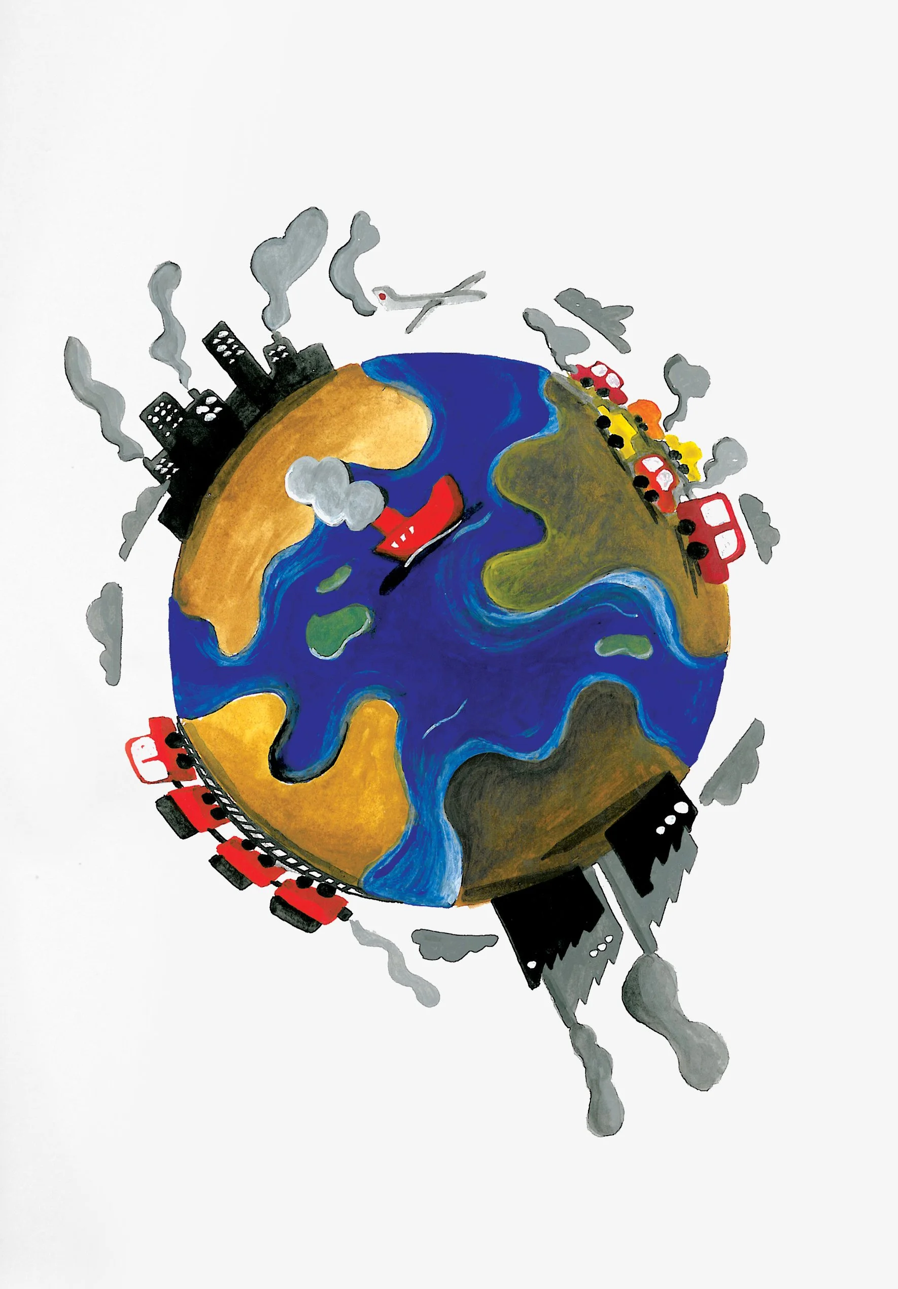 Air Pollution written by Mahmoud Barabadi and published by the Cultural Research Office. Illustration by Ayrin Gharibpour