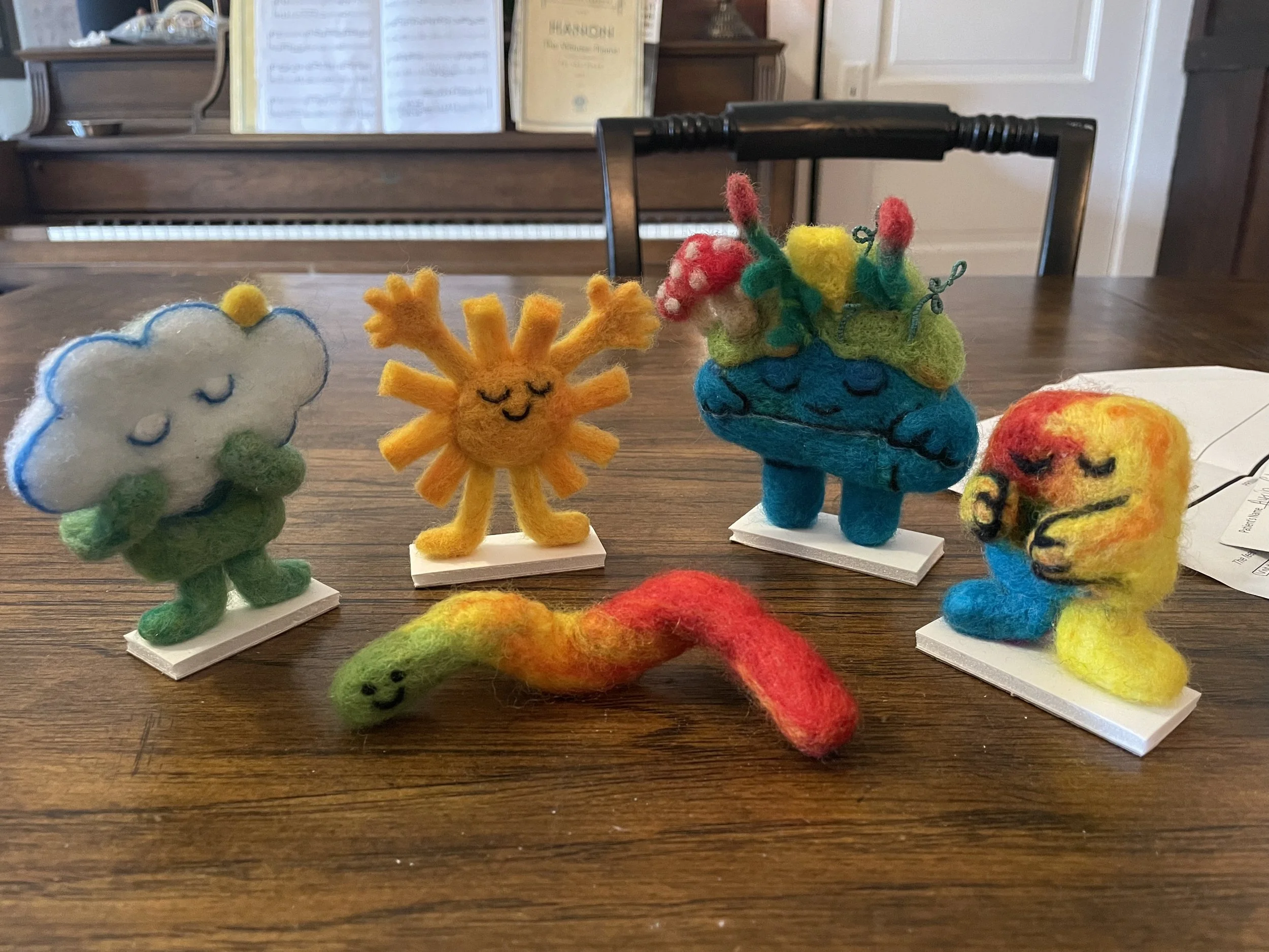 Needle felted puppet creatures for personal projects