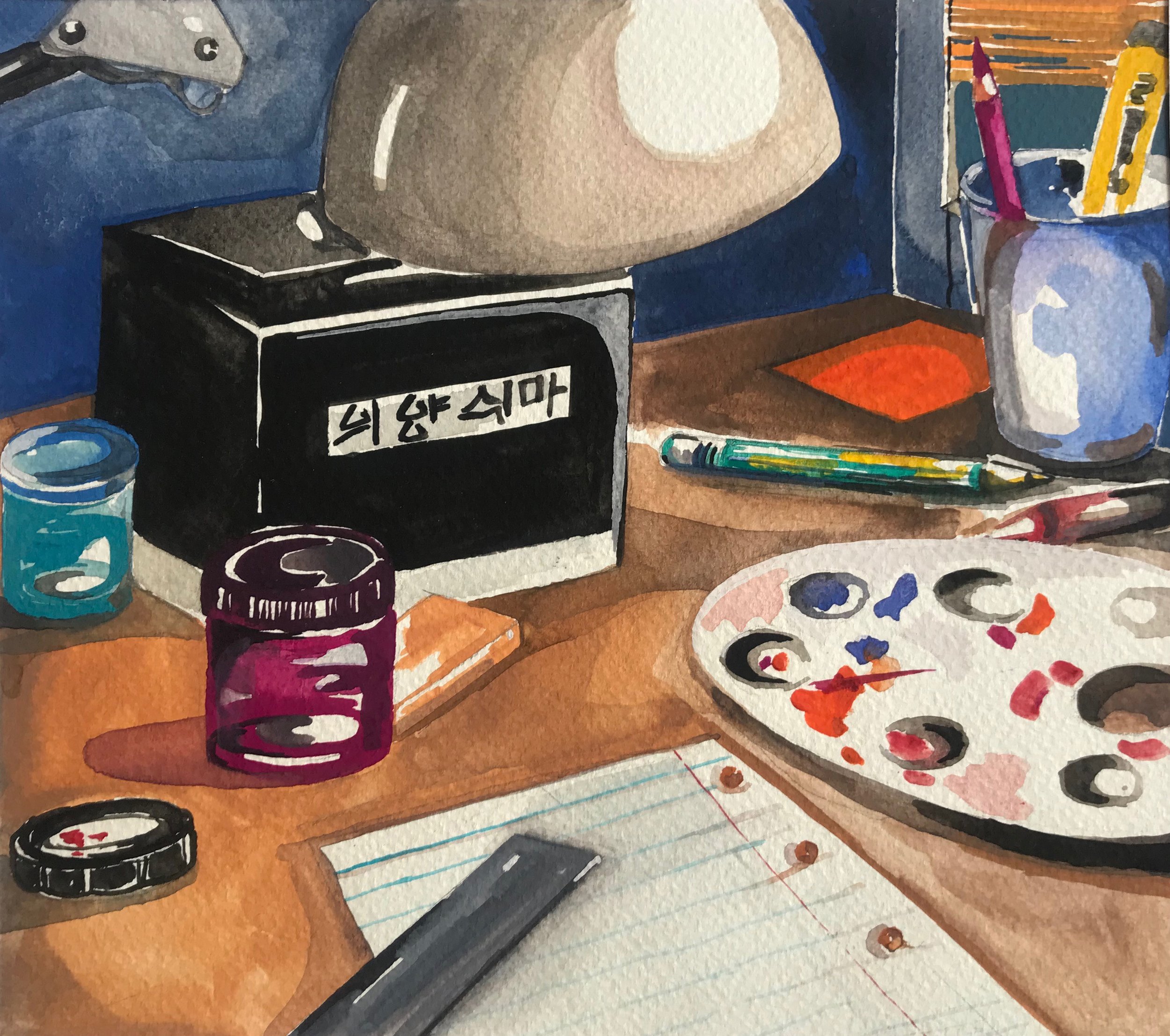 Collection of hand-drawn and painted illustrations, created using acrylic, Ecoline, and gouache paints