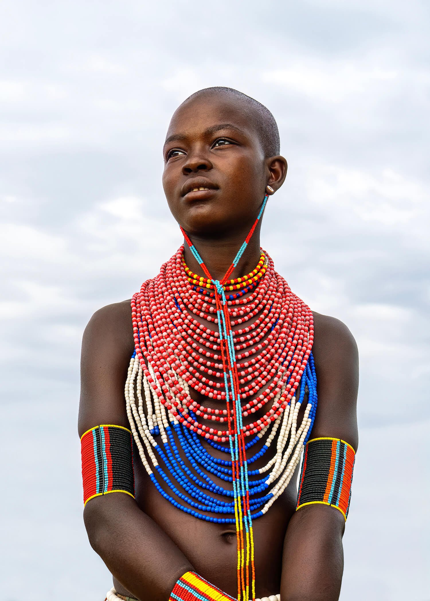 This young woman from the Hamer tribe in the Omo Valley, Ethiopia took my breath away.  She combined the rich heritage of her culture along with beauty, elegance and grace. There are no mirrors in her village. It was a joy to show the members of the 