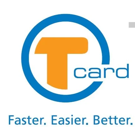 Logo of T card with the slogan FASTER. EASIER. BETTER.