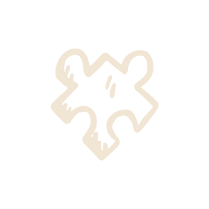 A black puzzle piece with a white outline on a black background.