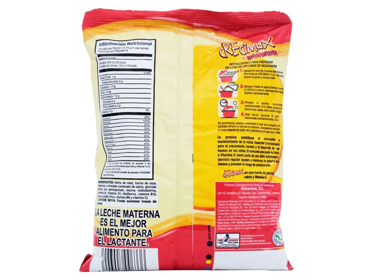 Crecimax de Incaparina Para Niños, 15.9oz | Nutritious Cereal for Kids