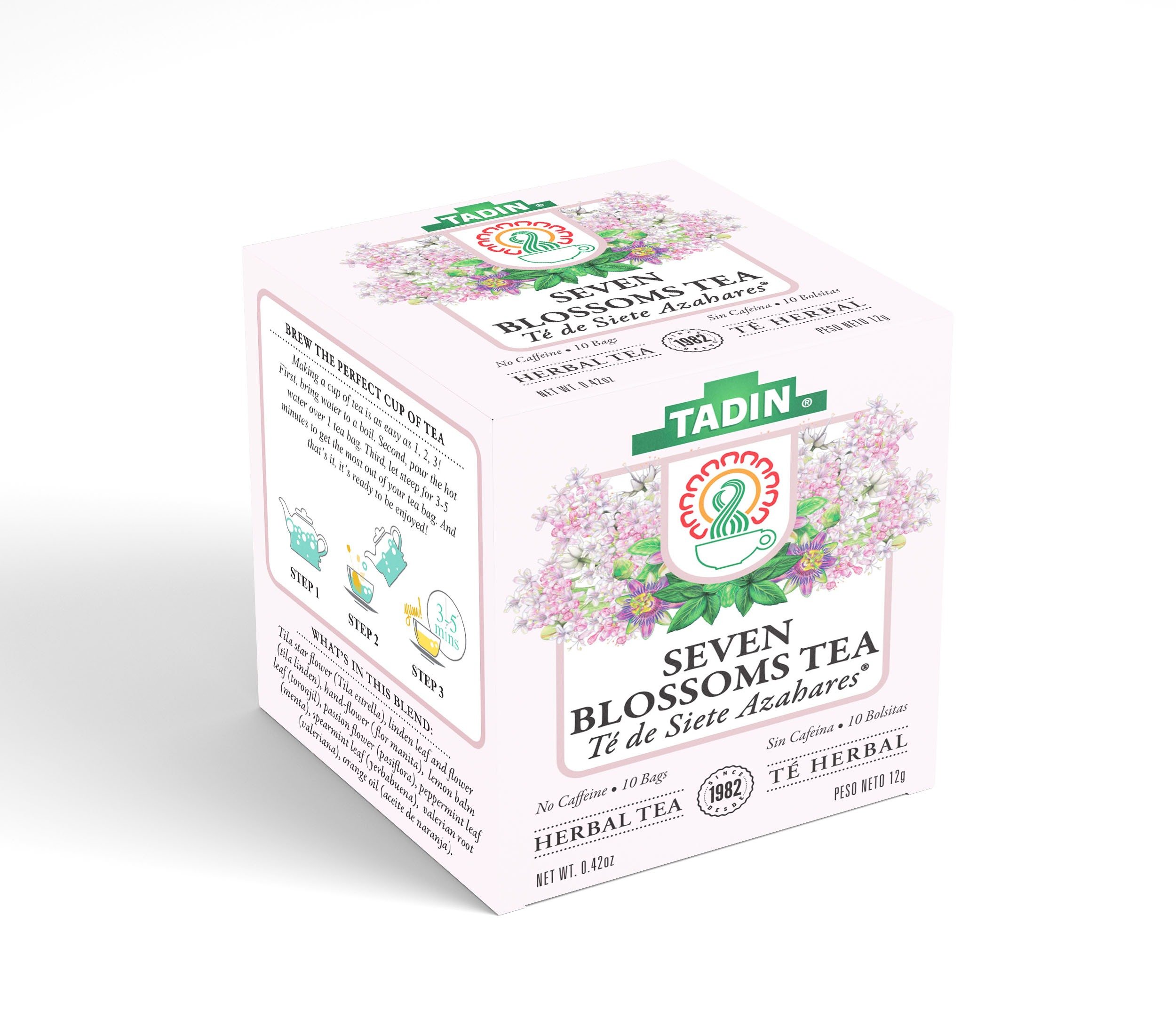 Tadin Seven Blossoms Tea, Herbal Tea, Caffeine-Free, 24 Tea Bags