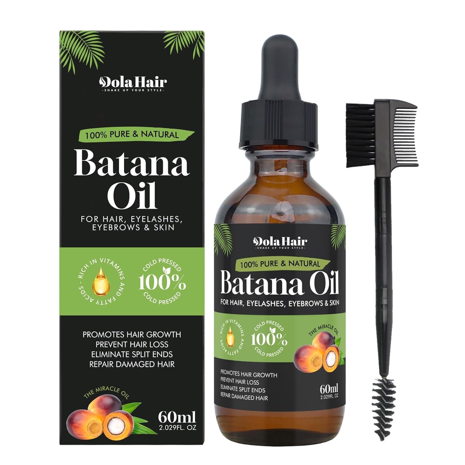 Batana Oil for Hair, Eyelashes, Eyebrows & Skin – 100% Natural – 60ml