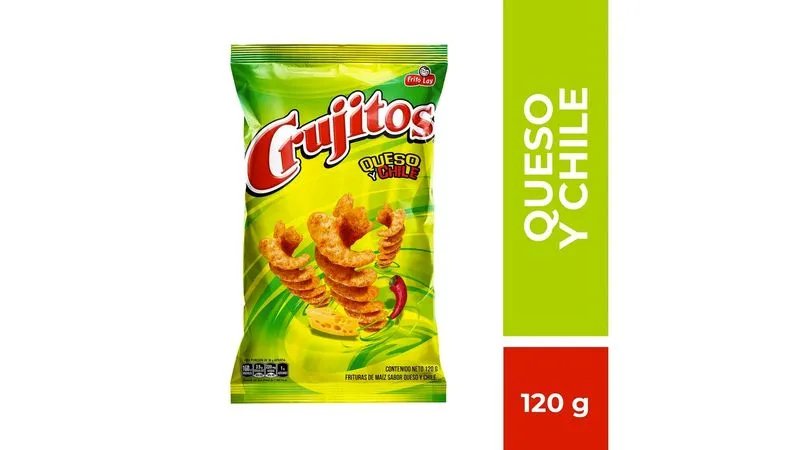 Crujitos Frito Lay, Cheese & Chili Flavor Snack, 120g Bag