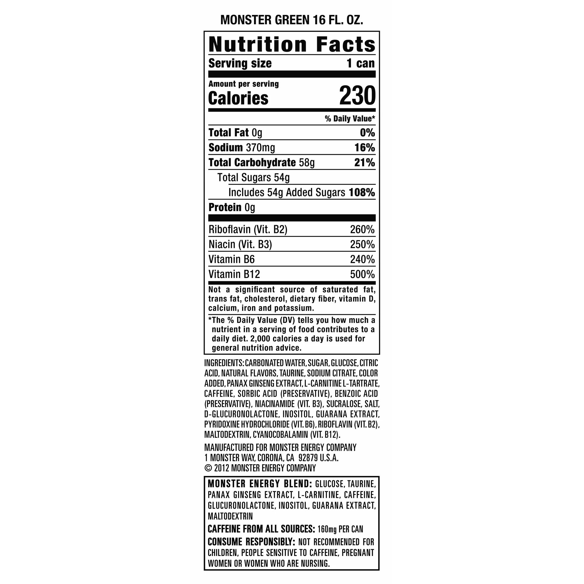 Monster Energy Drink, Original, 16 fl oz Can