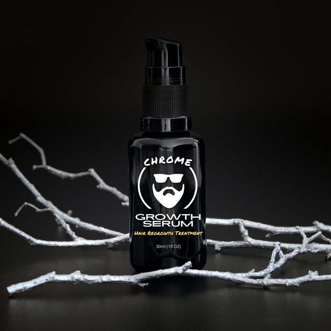 Chrome Hair Growth Serum – Natural Hair & Beard Growth Treatment | Fills Patches & Promotes Thicker Hair | 1-Month, 3-Month & 6-Month Bottles