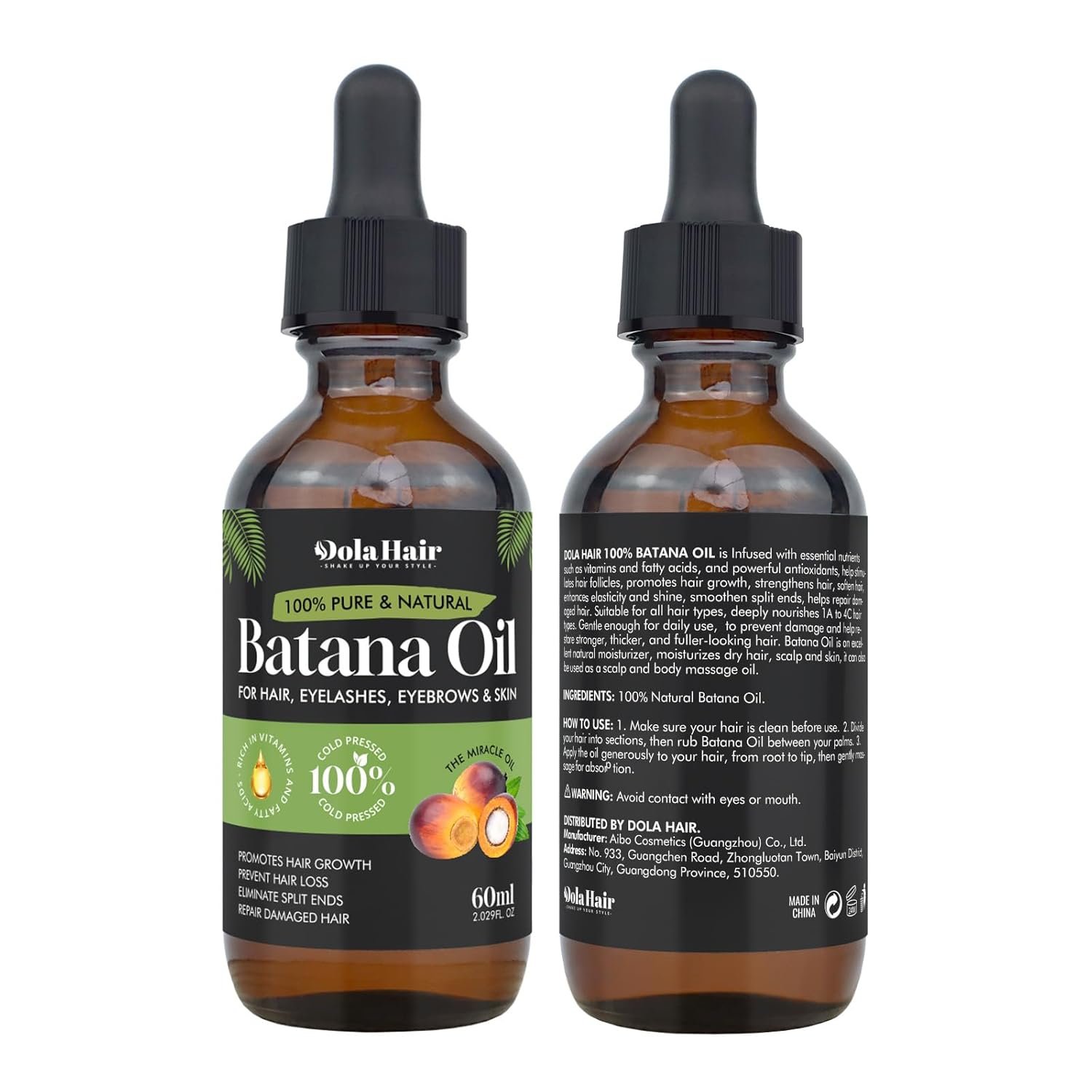 Batana Oil for Hair, Eyelashes, Eyebrows & Skin – 100% Natural – 60ml