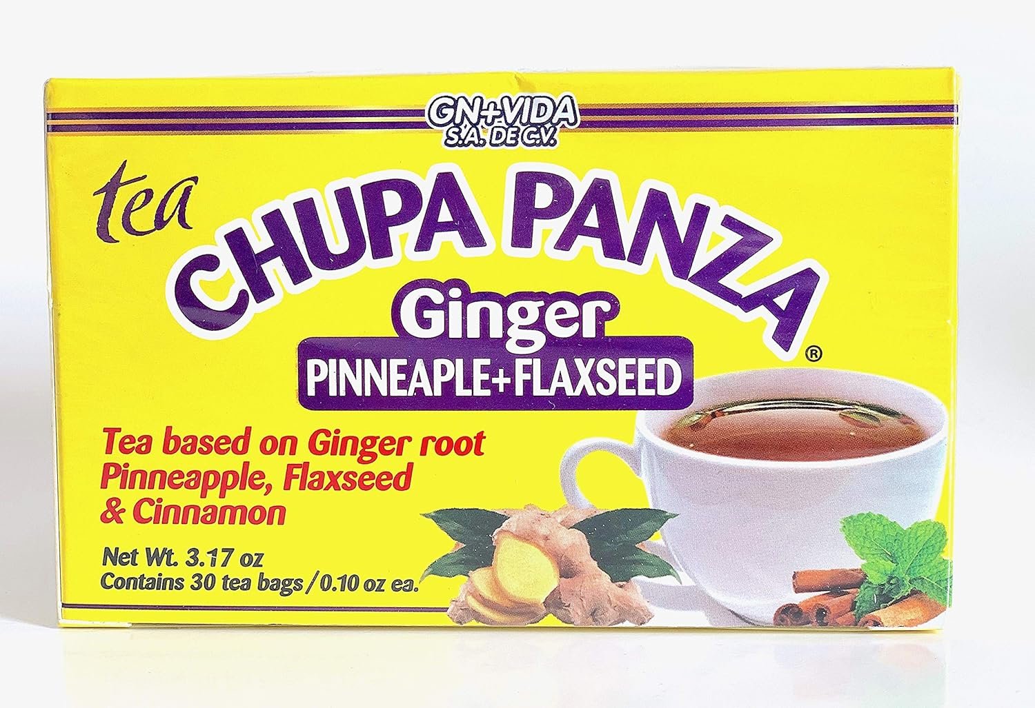 Tea Chupa Panza – Ginger, Pineapple, Flaxseed & Cinnamon, 30 Tea Bags