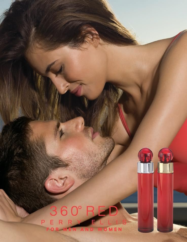Perry Ellis 360 Red 4 Pc Gift Set - 3.4oz EDT Spray, 6oz Body Spray, 3oz Shower Gel, 7.5ml EDT Spray