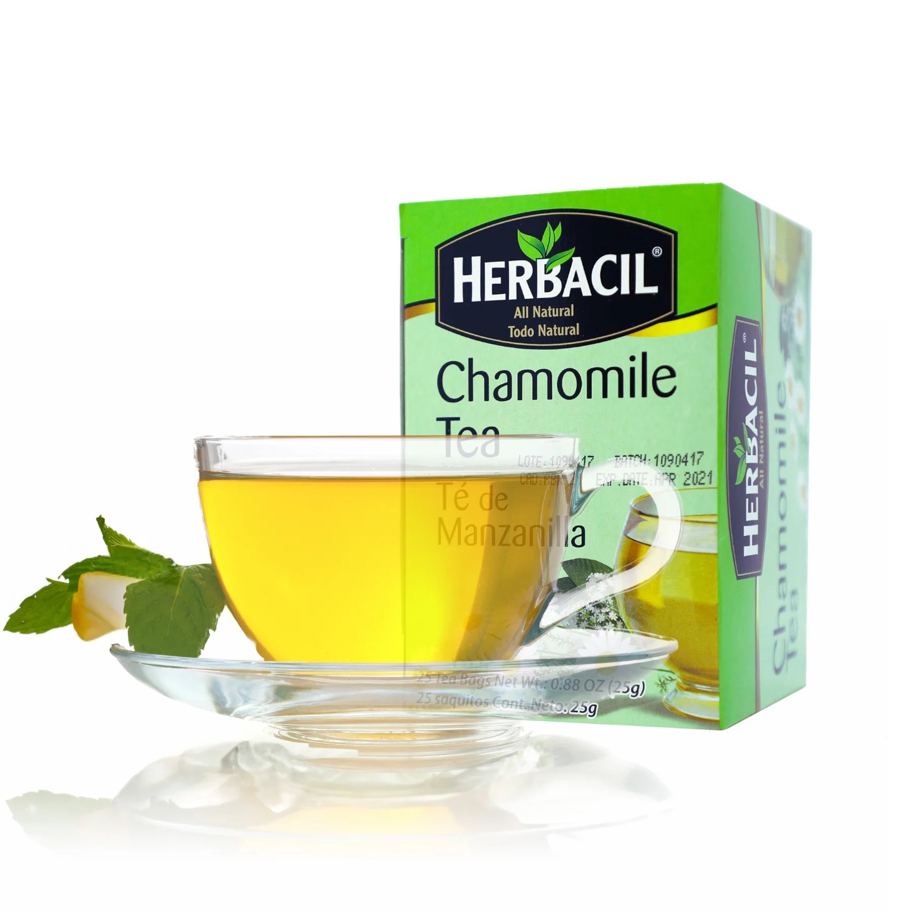 Herbacil Chamomile Tea, Caffeine-Free, 25 Tea Bags – Made with Chamomile Flowers