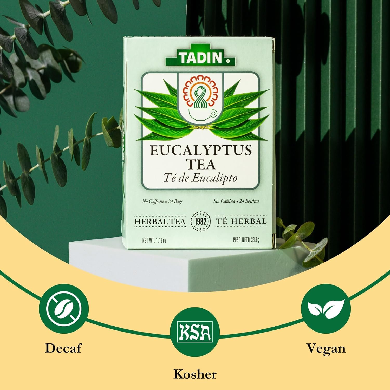 Tadin Eucalyptus Tea, Herbal Tea, Caffeine Free, 24 Tea Bags