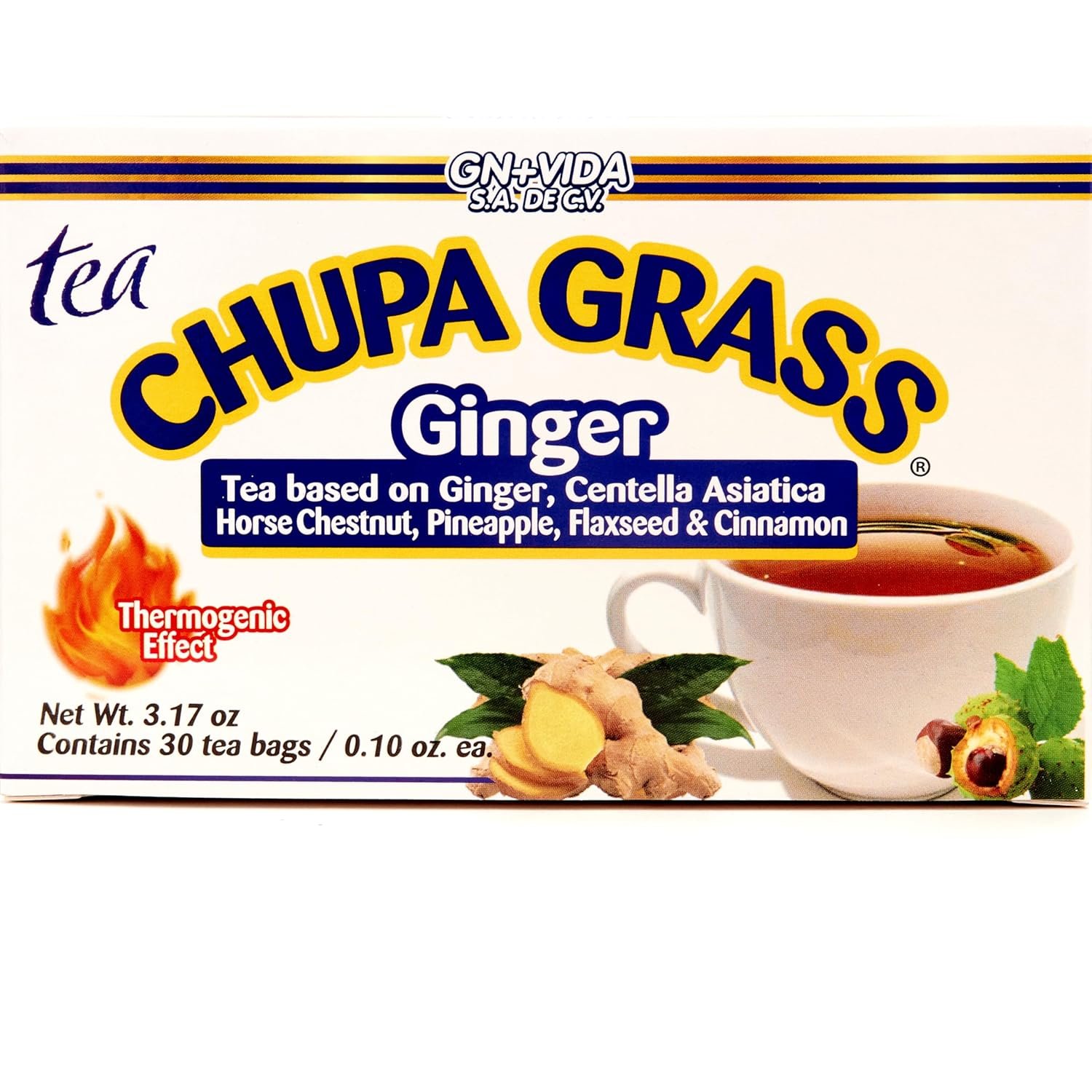 Tea CHUPA Grass & Tea CHUPA Panza Jengibre | Herbal Detox Tea | 30 Tea Bags