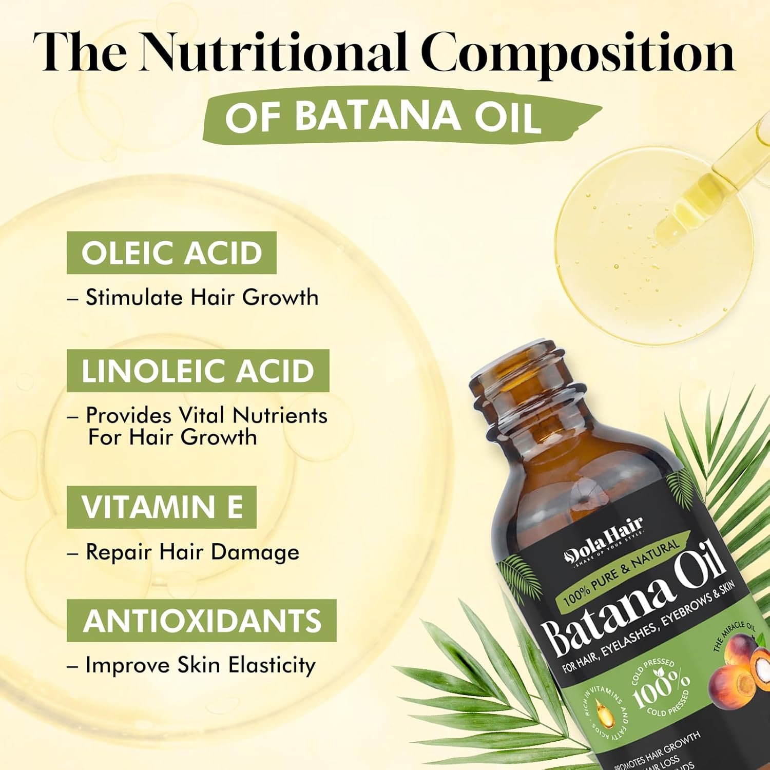 Batana Oil for Hair, Eyelashes, Eyebrows & Skin – 100% Natural – 60ml