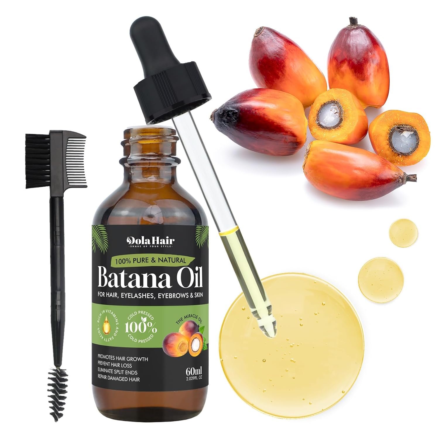 Batana Oil for Hair, Eyelashes, Eyebrows & Skin – 100% Natural – 60ml