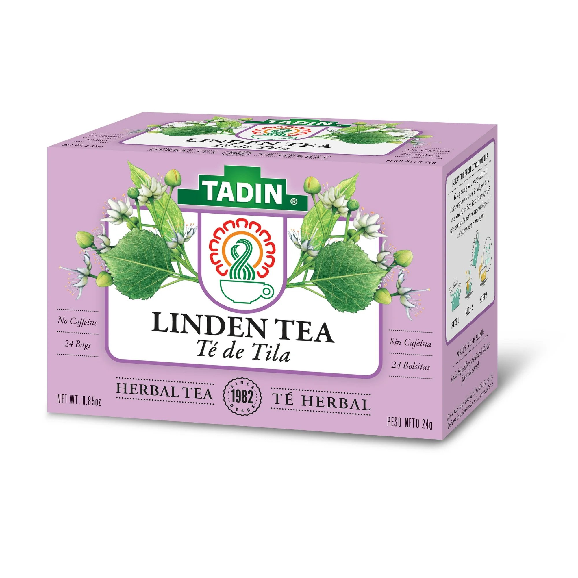 Tadin Linden Tea, Herbal Tea, Caffeine-Free, 24 Tea Bags