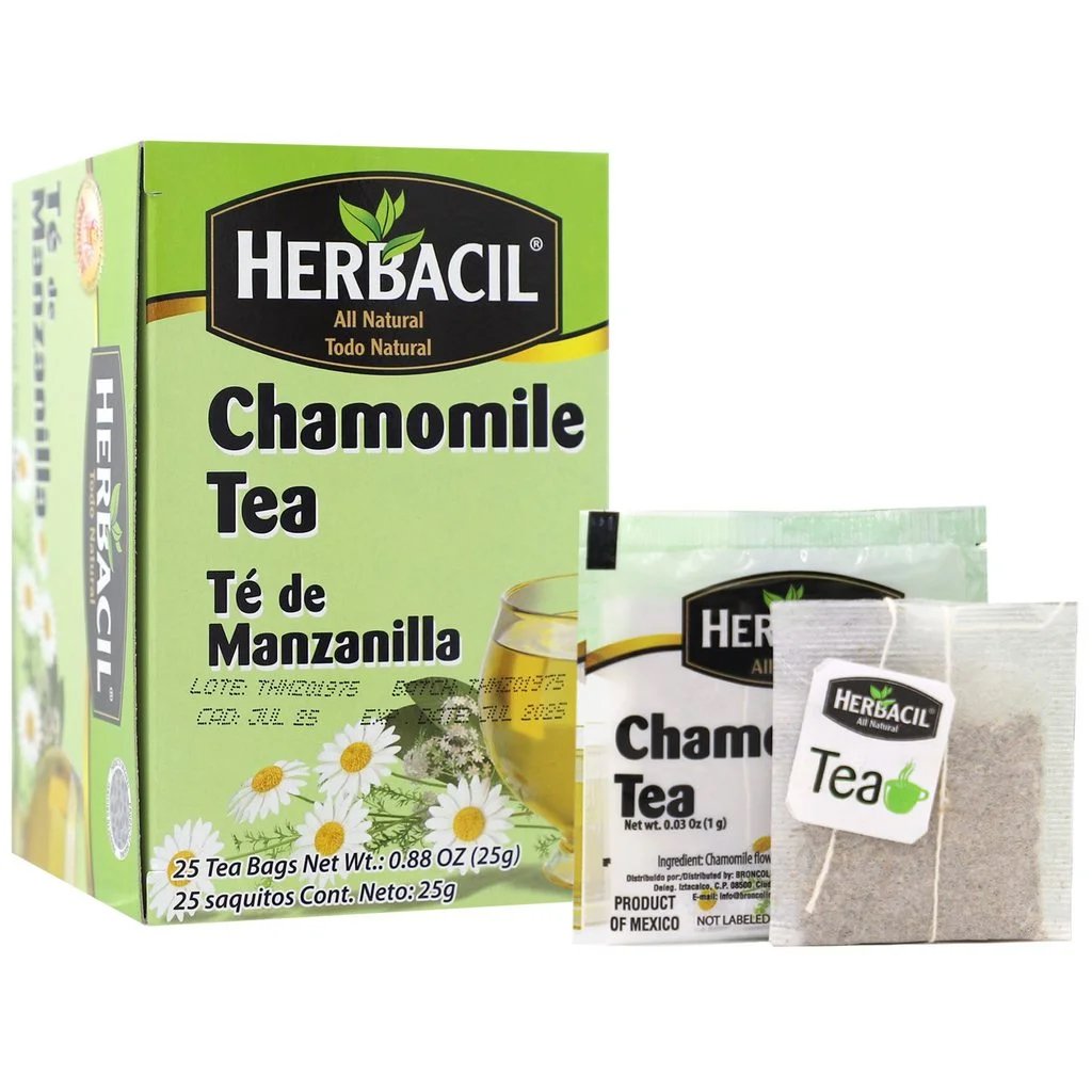 Herbacil Chamomile Tea, Caffeine-Free, 25 Tea Bags – Made with Chamomile Flowers