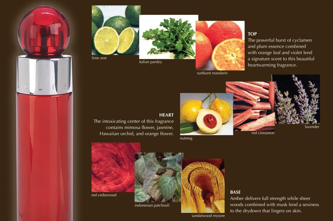 Perry Ellis 360 Red 4 Pc Gift Set - 3.4oz EDT Spray, 6oz Body Spray, 3oz Shower Gel, 7.5ml EDT Spray