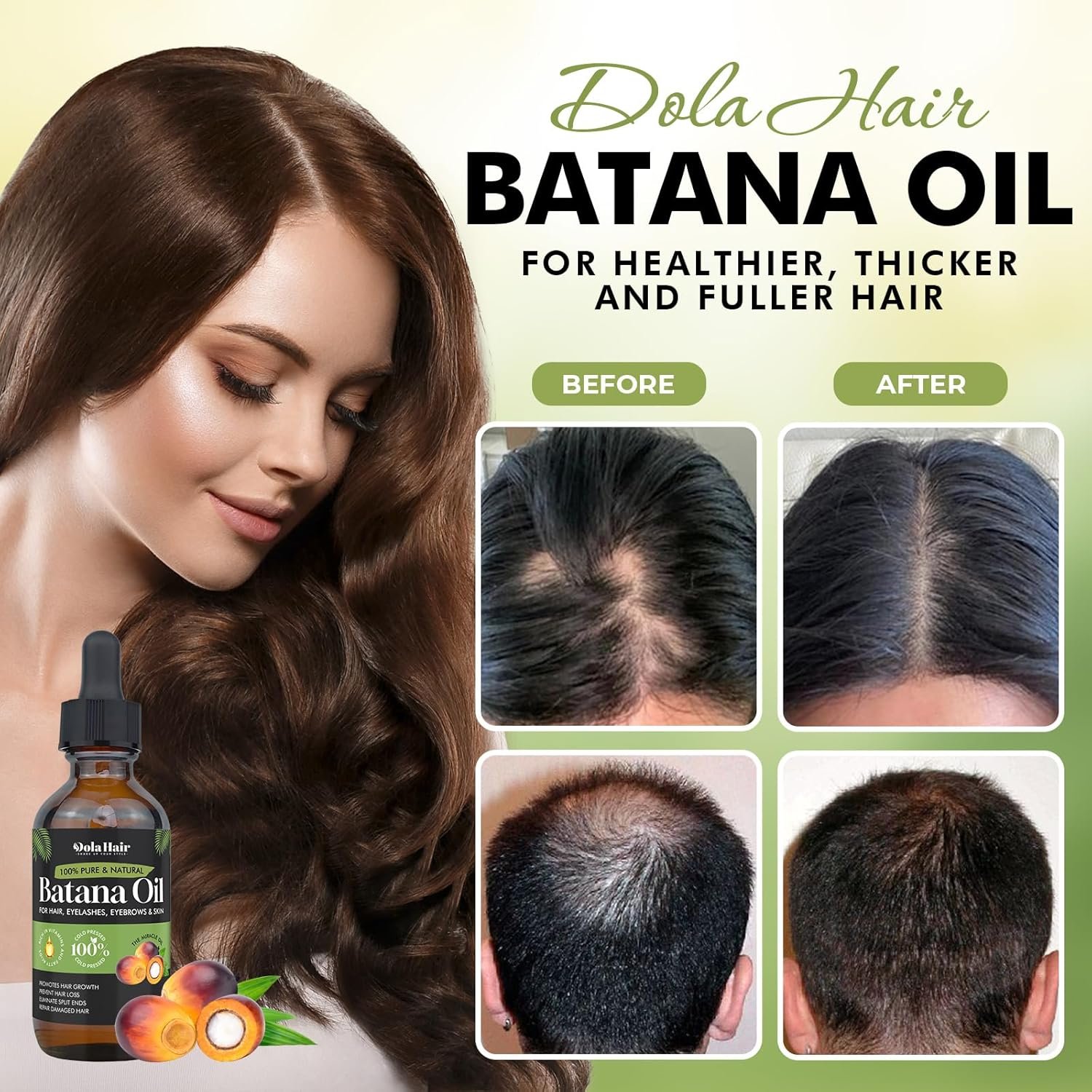 Batana Oil for Hair, Eyelashes, Eyebrows & Skin – 100% Natural – 60ml
