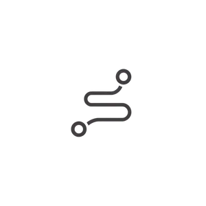 A silhouette of a person walking on a winding path through hills with a large sun or moon in the background.