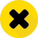 Yellow circle with a black "X" in the center
