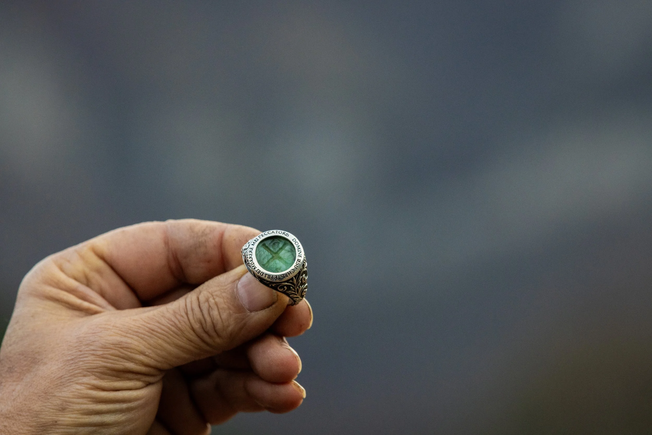 SPQR - Emerald Chi-Rho Ring