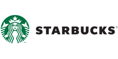 Starbucks logo, featuring a green siren symbol and the word "Starbucks" in black text.