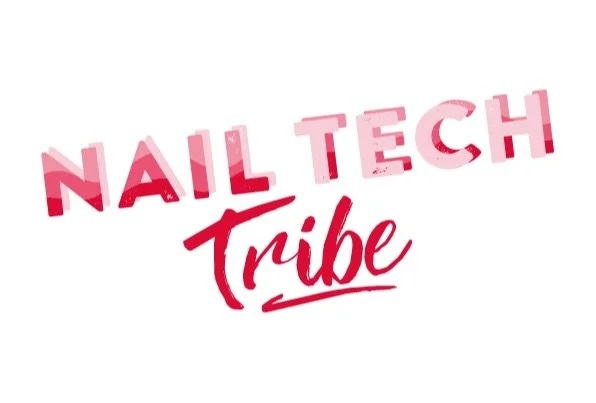 "Nail Tech Tribe" logo in red and pink text.