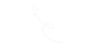 White curly arrow on black background