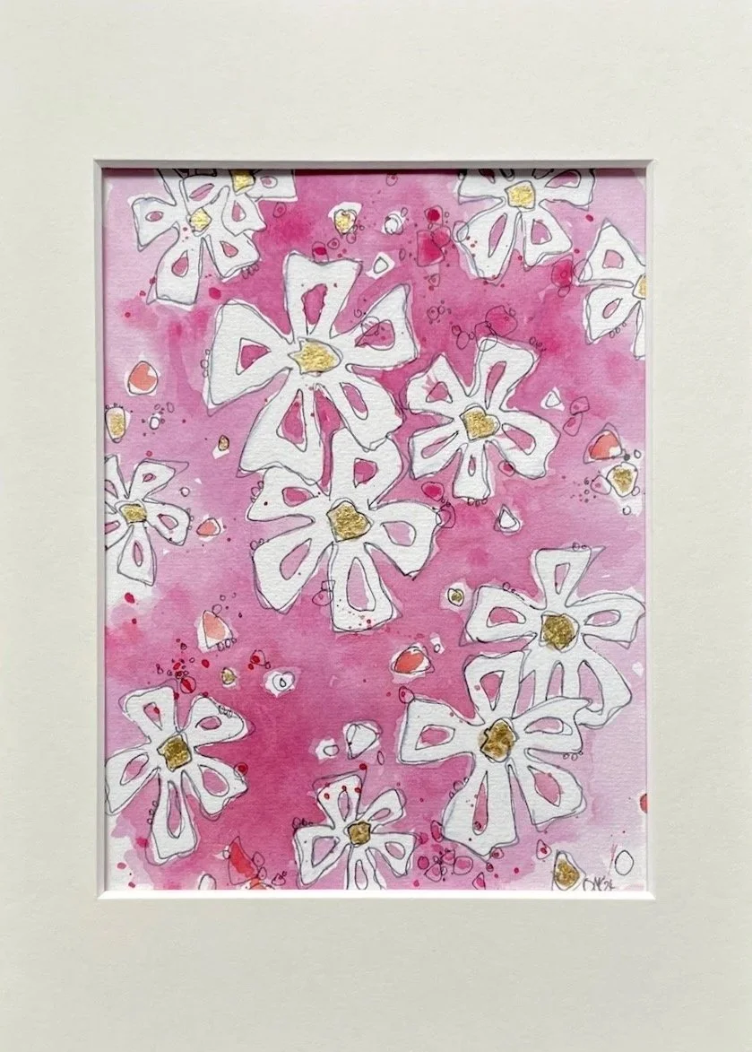 "Pink Flora" mit Blattgold