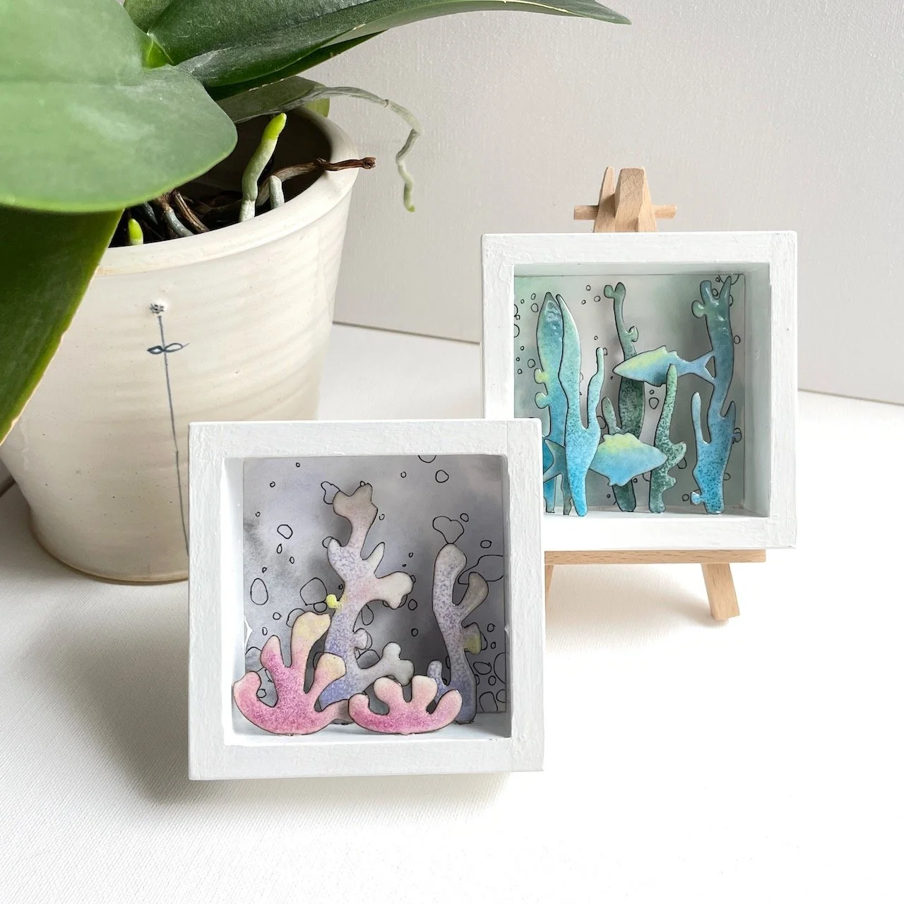 "Korallengarten" Mini, "Unterwasser" Türkis
je 10 x 10 cm