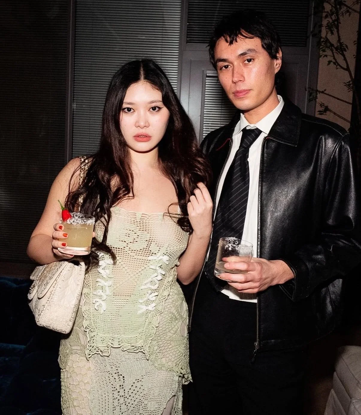 @fayeweiwei wearing the GREEN CROCHET DRESS