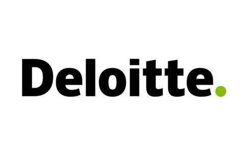 Deloitte logo with black text and a small green dot on a white background.